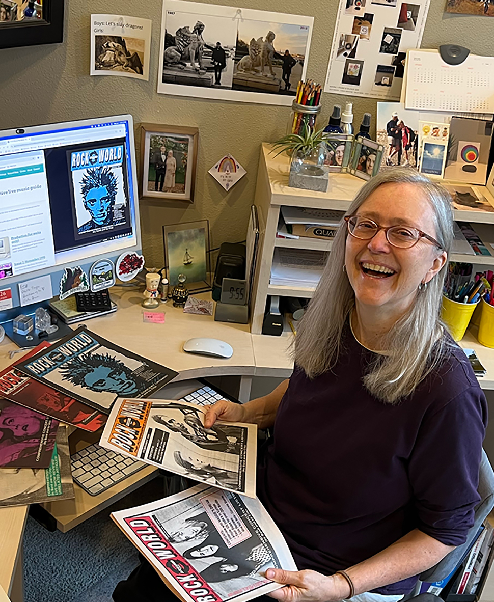 Image of Sharon at her desk 2024